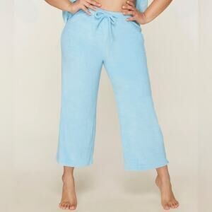 NWT Andie The Ibo Pants Beach Lounge Terry Cover-Up Cabana Blue Womens Size S